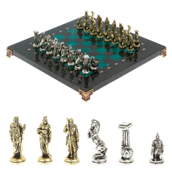 Шахматы &amp;quot;Царь Леонид&amp;quot; из змеевика 28х28 см 127737