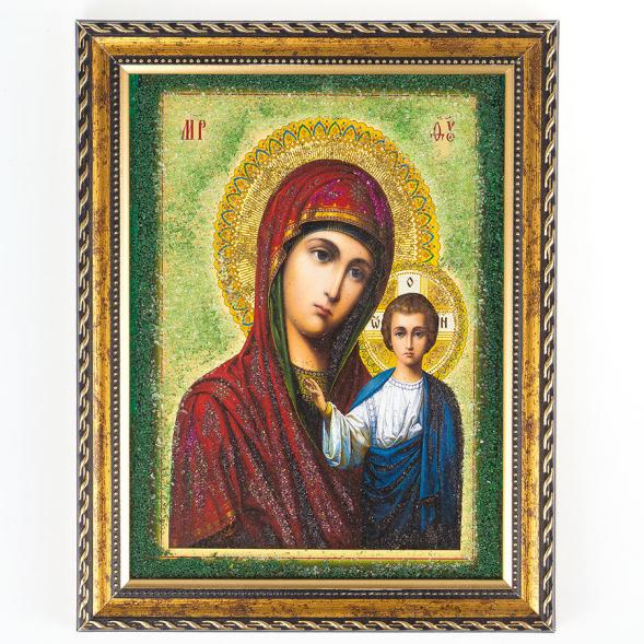 Икона Казанская рамка багет 18х23 см, каменная крошка 119239
