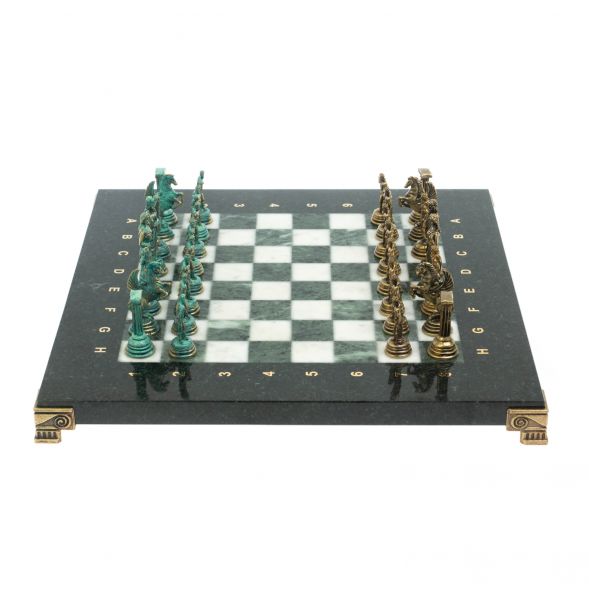 Шахматы &amp;quot;Подвиги Геракла&amp;quot; 28х28 см из мрамора и змеевика цвет бронза / патина 128198