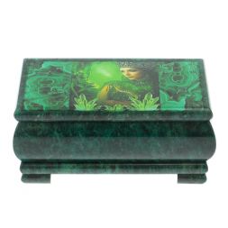 Шкатулка "Хозяйка медной горы. Малахит" из змеевика 16х8х7,5 см