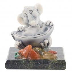 Сувенир &amp;quot;Крыса малая с сыром&amp;quot; из мрамолита