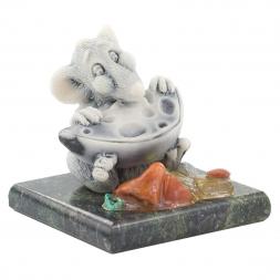 Сувенир &amp;quot;Крыса малая с сыром&amp;quot; из мрамолита