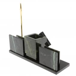 Письменный прибор &amp;quot;Менеджер&amp;quot; из черного змеевика с часами