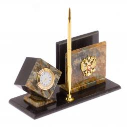 Письменный набор &amp;quot;Герб РФ&amp;quot; камень офиокальцит