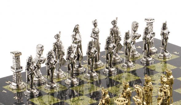 Шахматы &amp;quot;Отечественная война 1812 г.&amp;quot; доска 40х40 см змеевик 120679