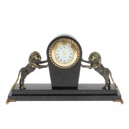 Часы настольные &amp;quot;Два льва&amp;quot; долерит бронза