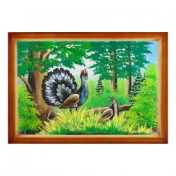 Картина &amp;quot;Глухари&amp;quot; багет дерево 46х66 см, каменная крошка