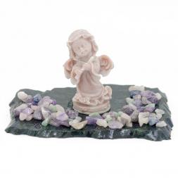 Сувенир из мрамолита "Ангел с дудочкой"