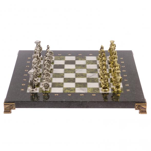 Шахматы &amp;quot;Царь Леонид&amp;quot; доска 28х28 см змеевик мрамор 126041