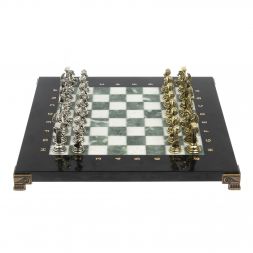 Шахматы настольные "Атлас" из мрамора и змеевика 28х28 см