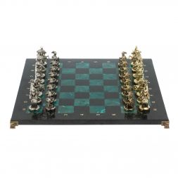 Шахматы "Средневековье" доска 44х44 см / шабровский змеевик