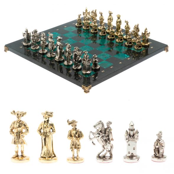 Шахматы &amp;quot;Средневековье&amp;quot; доска 44х44 см / шабровский змеевик 127967