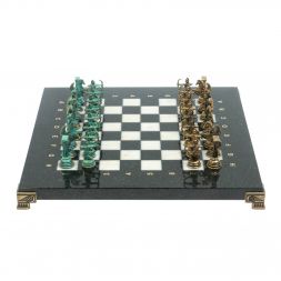 Шахматы &amp;quot;Римские лучники&amp;quot; фигуры бронза / патина 28х28 см из мрамора