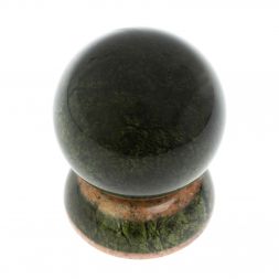 Шар на подставке 9,5 см из змеевика и розового мрамора