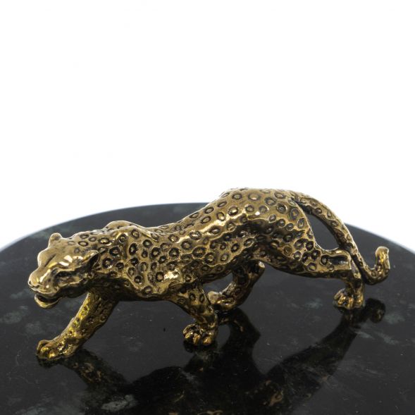 Шкатулка &amp;quot;Гепард&amp;quot; из белого мрамора и змеевика 15х15х12 см 129028