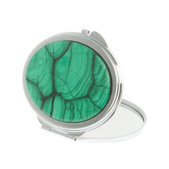Зеркальце овальное из малахита цвет серебро 121278