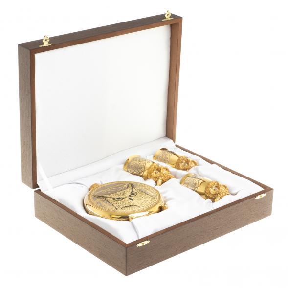 Подарочный набор &amp;quot;Филин&amp;quot; фляжка и 3 стопки перевертыша Златоуст 123697