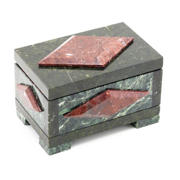 Шкатулка &amp;quot;Ромб&amp;quot; малый змеевик креноид 14,5х9х8 см 112184