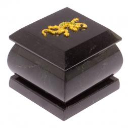 Шкатулка из черного змеевика 6х6х6,5 см