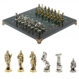 Шахматы "Царь Леонид" доска 28х28 см шабровский змеевик