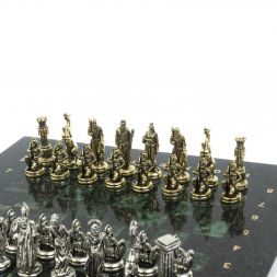 Шахматы "Царь Леонид" доска 28х28 см шабровский змеевик