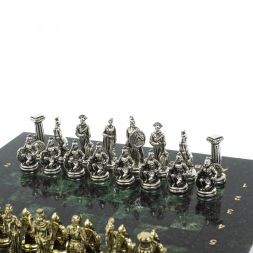 Шахматы "Царь Леонид" доска 28х28 см шабровский змеевик