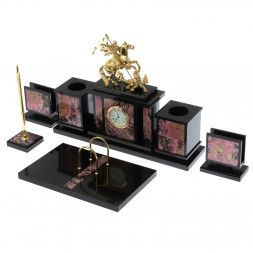 Настольный набор &amp;quot;Георгий Победоносец&amp;quot; из родонита