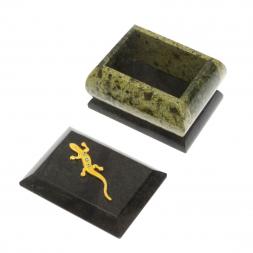 Шкатулка &amp;quot;Ящерица в стразах&amp;quot; из змеевика 7,5х5,5х5,5 см