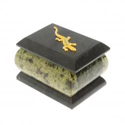 Шкатулка &amp;quot;Ящерица в стразах&amp;quot; из змеевика 7,5х5,5х5,5 см