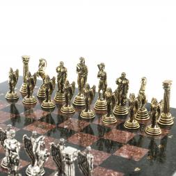 Шахматы "Икар" доска 32х32 см лемезит змеевик