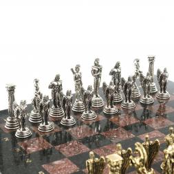 Шахматы "Икар" доска 32х32 см лемезит змеевик