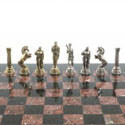 Шахматы "Икар" доска 32х32 см лемезит змеевик