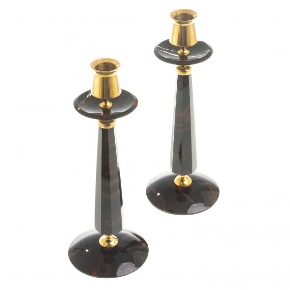 Подсвечники &amp;quot;Грани&amp;quot; коричневый обсидиан (пара) 122918