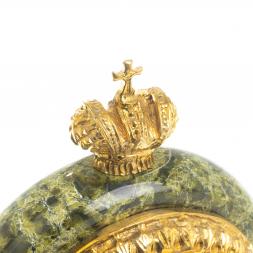 Настольные часы &amp;quot;Корона&amp;quot; камень змеевик бронза
