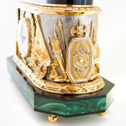 Каминные часы "Юрий Долгорукий" камень малахит Златоуст