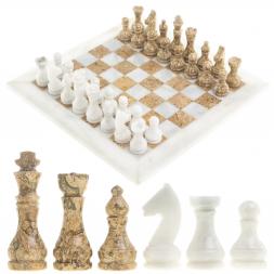Шахматы "Стандарт" мрамор, ракушечник доска 30х30см