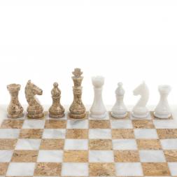 Шахматы "Стандарт" мрамор, ракушечник доска 30х30см