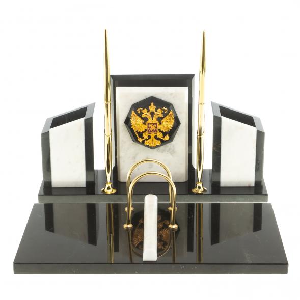 Письменный набор &amp;quot;Канцелярский&amp;quot; с гербом камень мрамор 124047