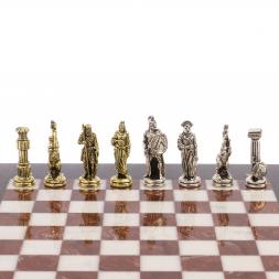 Шахматы "Царь Леонид" доска 28х28 см лемезит мрамор