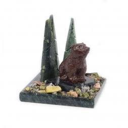 Сувенир "Мишка сидящий в бору" змеевик