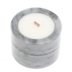 Подсвечник круглый из серого мрамора со свечей 7х7х5,5 см