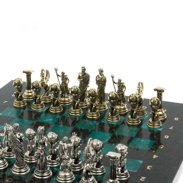 Настольные шахматы &amp;quot;Атлас&amp;quot; из змеевика 28х28 см 127739