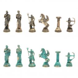 Шахматы &amp;quot;Римские лучники&amp;quot; фигуры бронза / патина 28х28 см из мрамора и лемезита