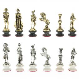 Шахматы &amp;quot;Отечественная война 1812 г.&amp;quot; на подставках доска 40х40 см мрамор змеевик