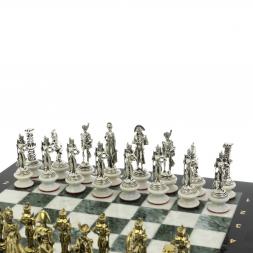 Шахматы &amp;quot;Отечественная война 1812 г.&amp;quot; на подставках доска 40х40 см мрамор змеевик