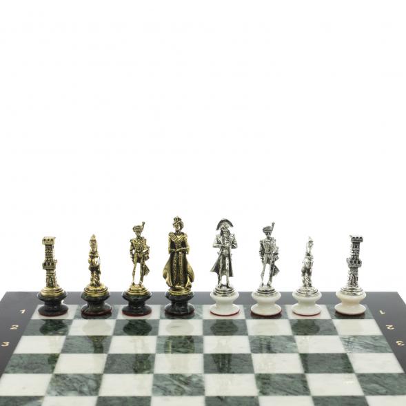 Шахматы &amp;quot;Отечественная война 1812 г.&amp;quot; на подставках доска 40х40 см мрамор змеевик 128517