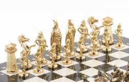 Шахматы &amp;quot;Викинги&amp;quot; бронзовые 40х40 см мрамор змеевик