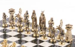 Шахматы &amp;quot;Викинги&amp;quot; бронзовые 40х40 см мрамор змеевик