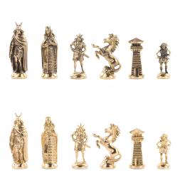 Шахматы &amp;quot;Викинги&amp;quot; бронзовые 40х40 см мрамор змеевик