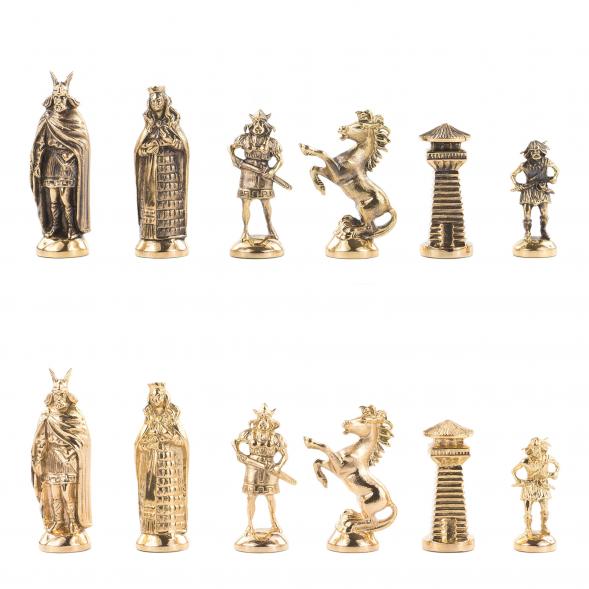 Шахматы &amp;quot;Викинги&amp;quot; бронзовые 40х40 см мрамор змеевик 119984